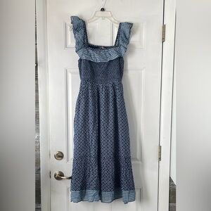 Vineyard Vines Chelsea Geo Navy Smocked Midi Dress, X-Small